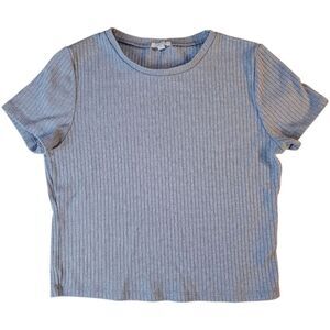 🌼4/$30 Ardene Grey Ribbed Cropped Tee Fitted Top Size Large ✨